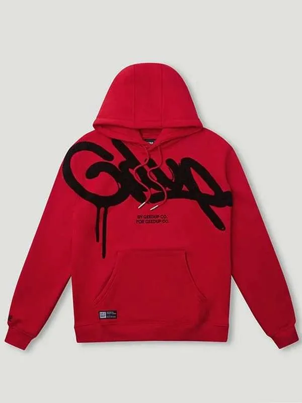Geedup Hoodie Handstyle Red & Black (2) Geedup Hoodie Handstyle Red & Black