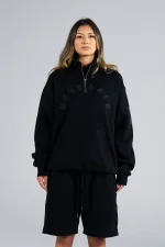 Geedup Generals Oversized Qtr Zip Jet Black